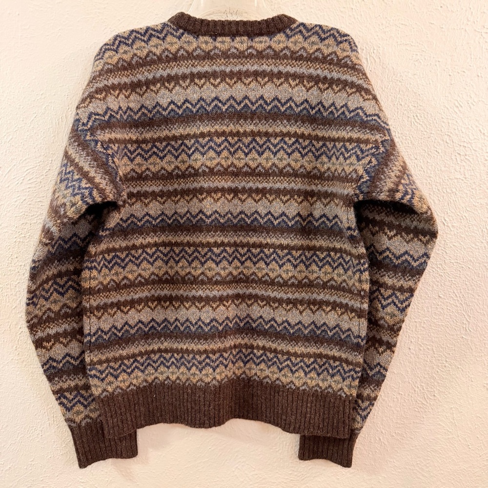 Pendleton brown geometric print wool crew sweater - image 4